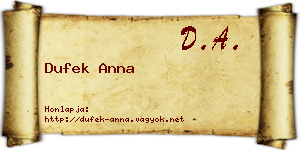 Dufek Anna névjegykártya