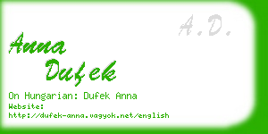 anna dufek business card